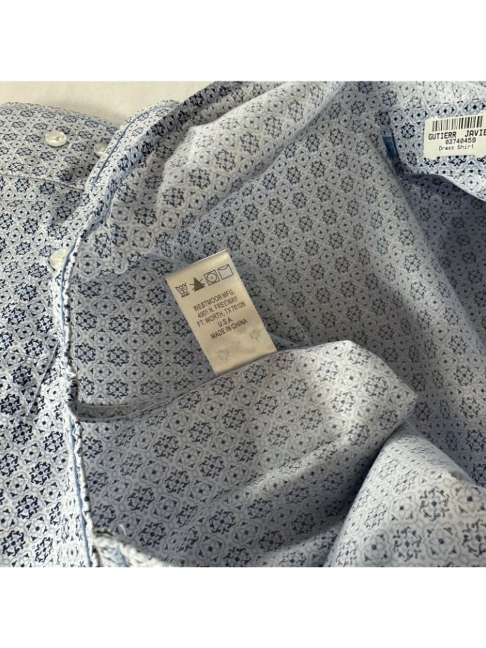Panhandle Rough Stock Shirt Men L Stretch Long Sleeve Geometric Button Down Blue - Picture 11 of 11
